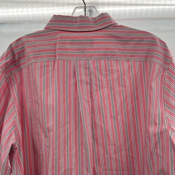Eddie Bauer Men's Relaxed Fit Button Up Shirt Pink/Multi Striped Large Tall - Picture 6 of 9